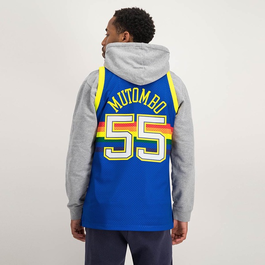  Mitchell & Ness NBA Swingman Road Jersey Nuggets 91 Dikembe  Mutombo Royal MD : Sports & Outdoors