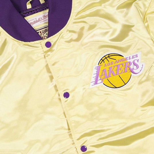 Satin Los Angeles Lakers Wordmark Jacket - Jackets Masters