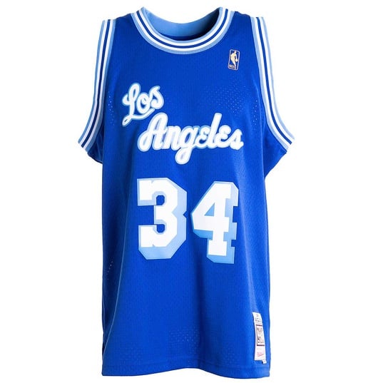 Los Angeles Lakers #34 Shaquille O'neal Blue Swingman Throwback Jersey