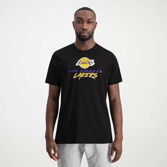 Black New Era NBA LA Lakers Script Logo T-Shirt