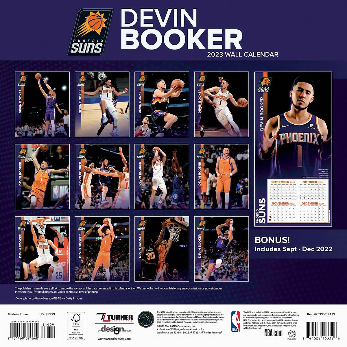 Koop Phoenix Suns NBA Devin Booker Calendar 2023 voor EUR 4.99