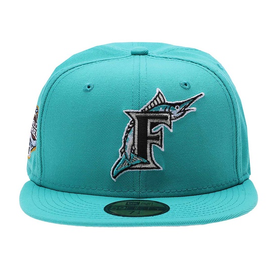 New Era 59FIFTY Monaco Miami Marlins 2003 World Series Champions Patch Hat - Stone, Teal Stone/Teal / 7 7/8
