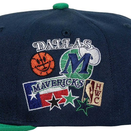 Mitchell & Ness - NBA Blue Snapback Cap - Dallas Mavericks Patch Overload Blue/Green Snapback @ Hatstore