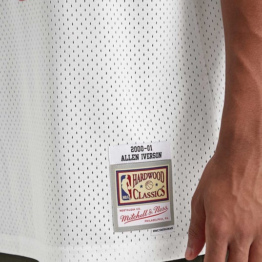 Men's Mitchell & Ness Allen Iverson White Philadelphia 76ers Hardwood Classics Swingman Jersey Size: Large