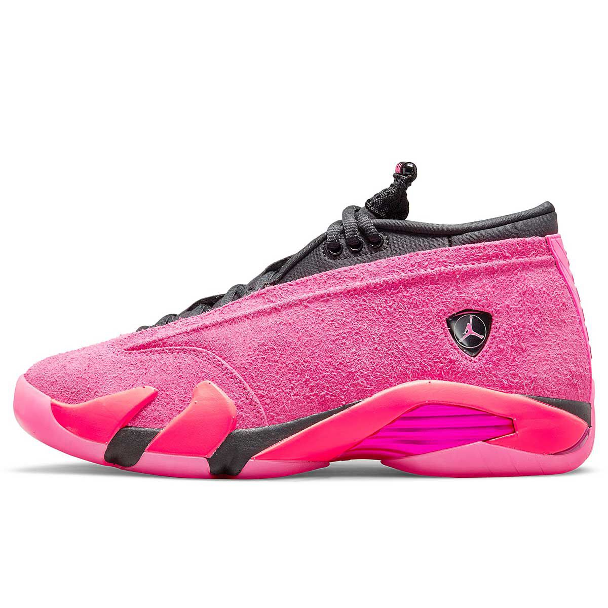 pink and black jordan 14s