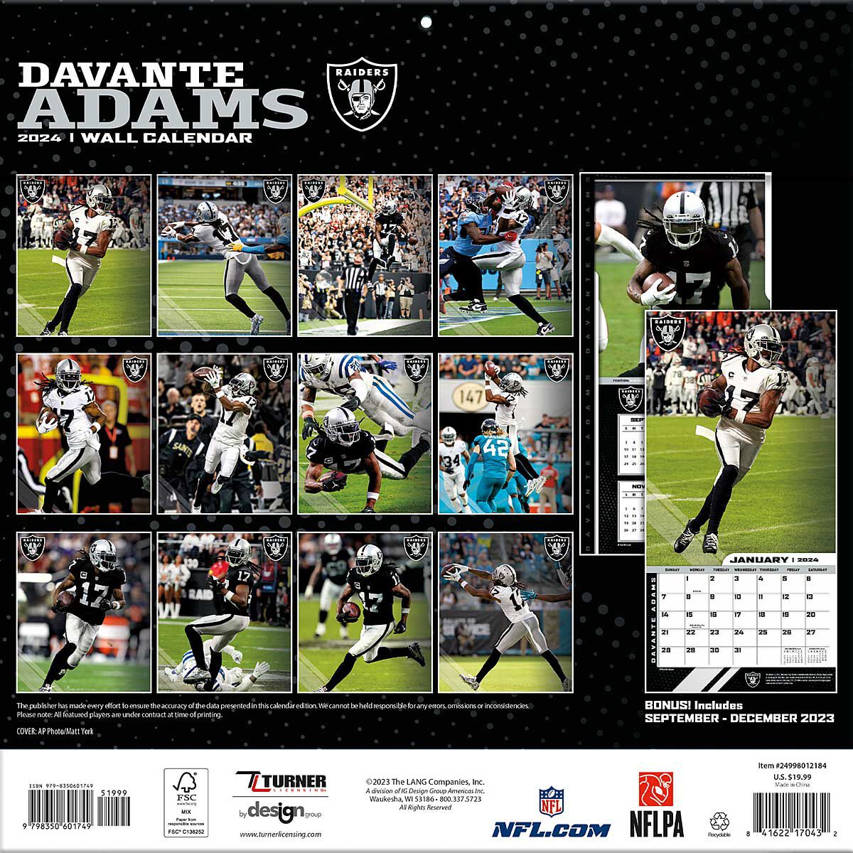 Acquista NFL LAS VEGAS RAIDERS 30 x 30CM WALL CALENDAR 2024 per EUR 12.