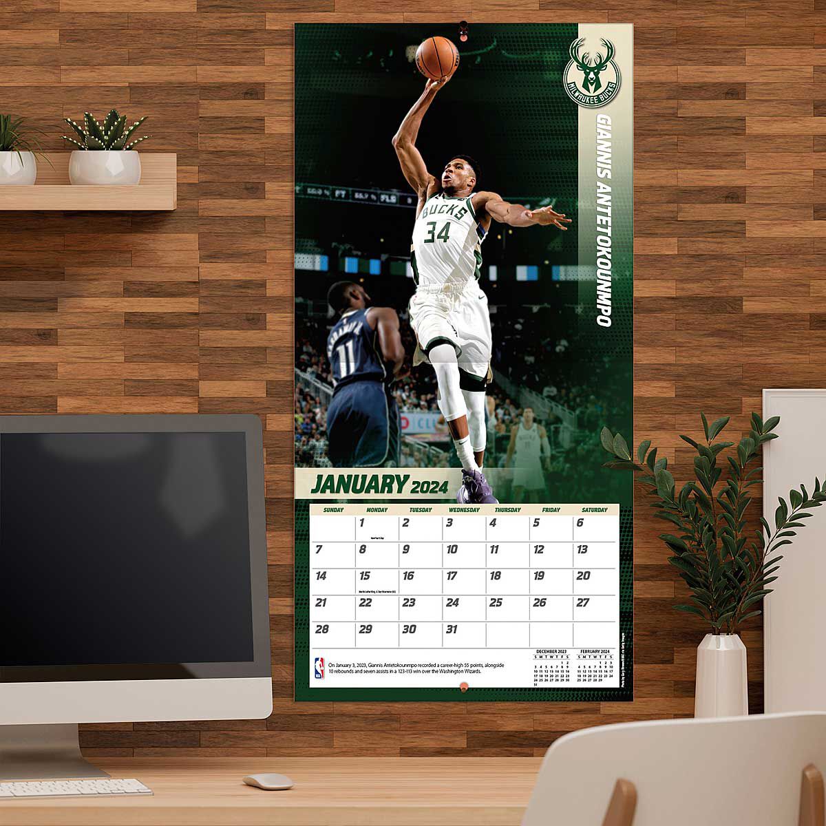 Koop NBA MILWAUKEE BUCKS GIANNIS ANTETOKOUNMPO 30 x 30CM WALL CALENDAR