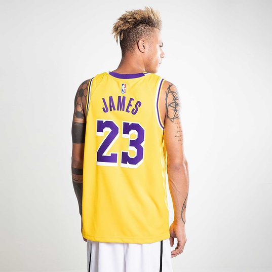 Nike LeBron James Lakers Swingman Jersey 2020 Yellow CW3669-738 100%  Authentic