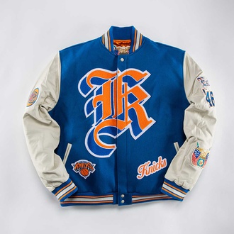 NBA NEW YORK KNICKS WOOL AND LEATHER JACKET