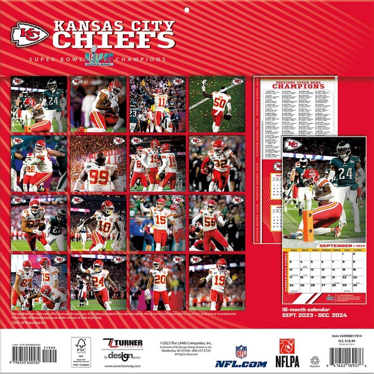 Buy NFL KANSAS CITY CHIEFS 30 x 30CM WALL CALENDAR 2024 for EUR 21.90