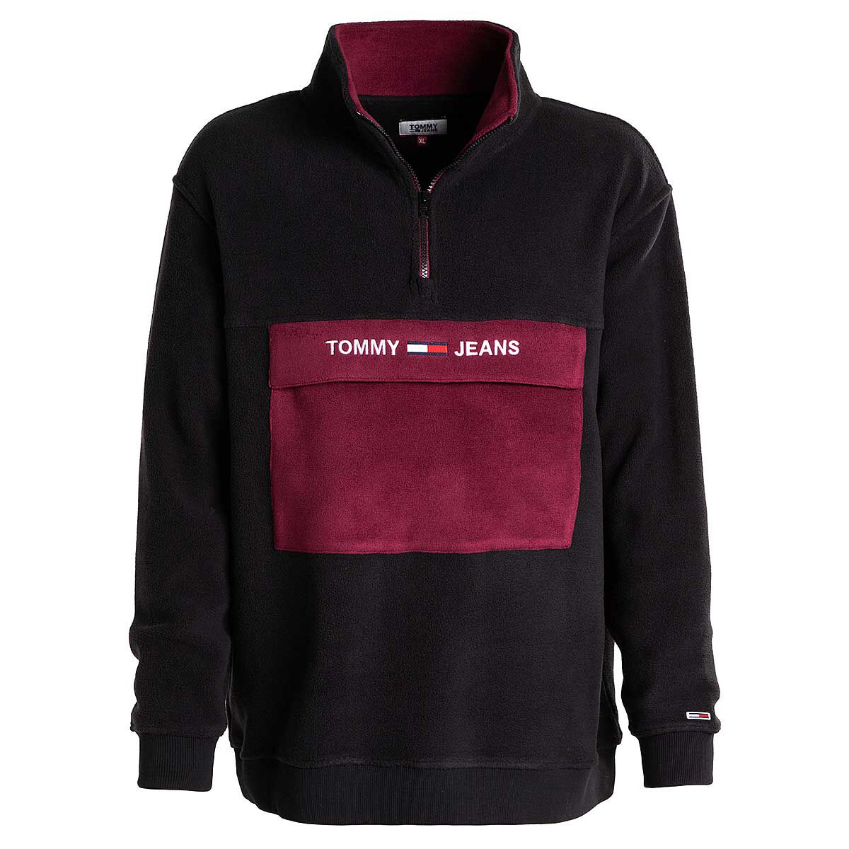 tommy jeans colorblock polar half zip