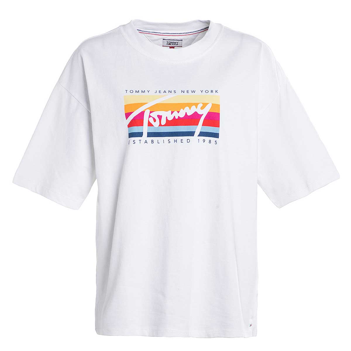 Tommy jeans coloured lines logo tee 2025 white