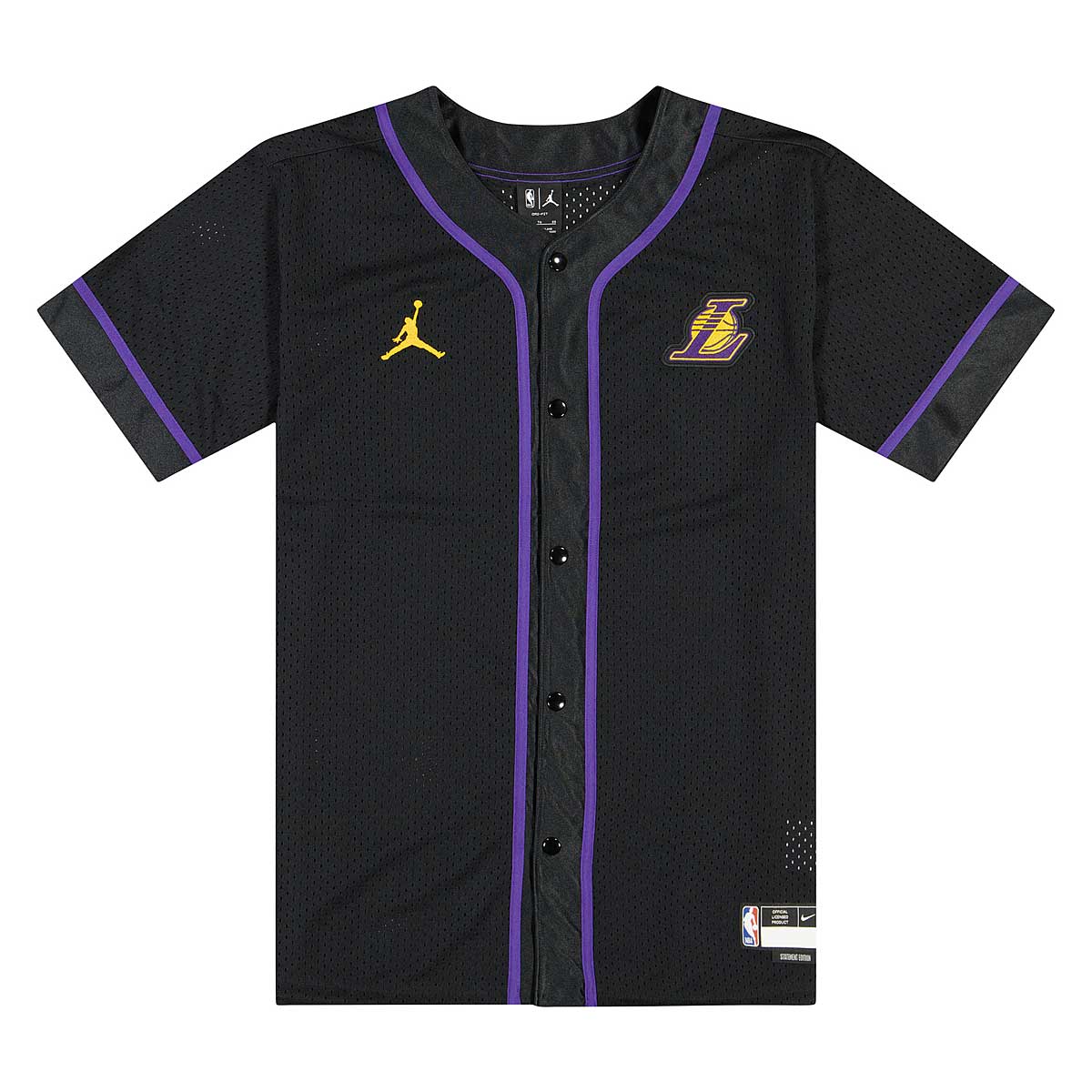 Men's Nike Purple Los Angeles Lakers Courtside Baseball - Button-Up Jersey
