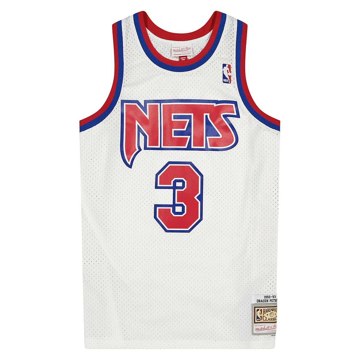 Men's Mitchell & Ness Drazen Petrovic White New Jersey Nets 1996-97 Hardwood Classics NBA 75th Anniversary Diamond Swingman Size: 3XL