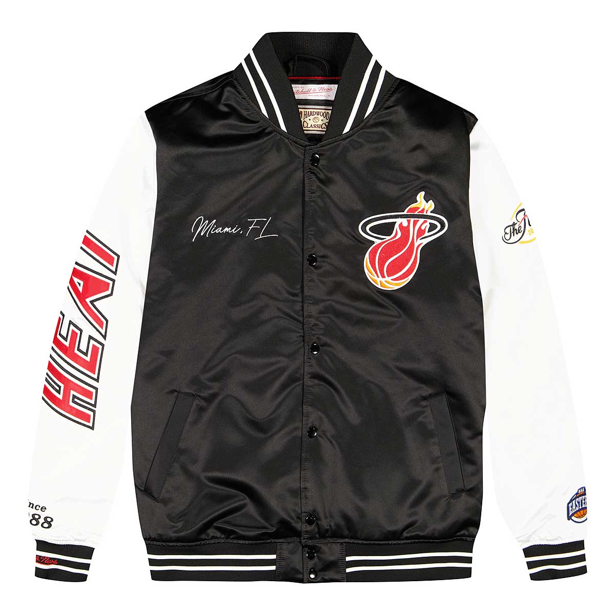 Starter Black Satin NBA Miami Heat 90s Jacket - Jackets Masters